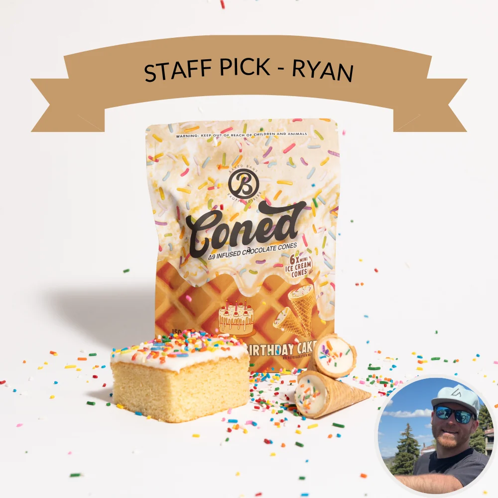 Coned Birthday Cake 25mg Delta-9 THC Edibles | Baked Bags